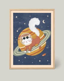 Affiche Chat sur Saturne