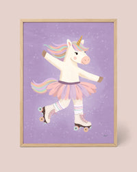 Rollschuh-Einhorn Poster in Flieder