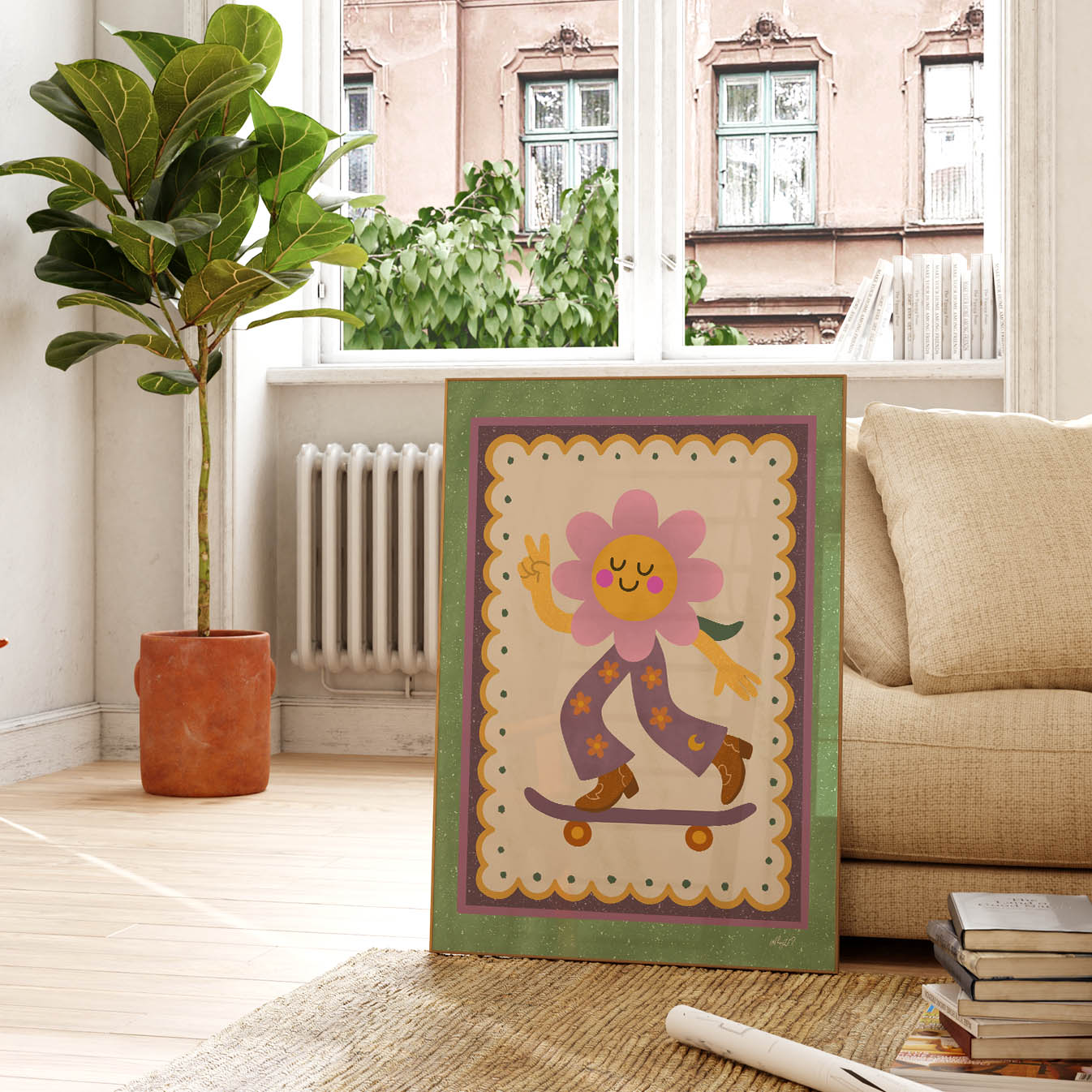 Flower Power Skate Poster