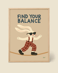 Póster Conejo Equilibrista en Tonos Arena