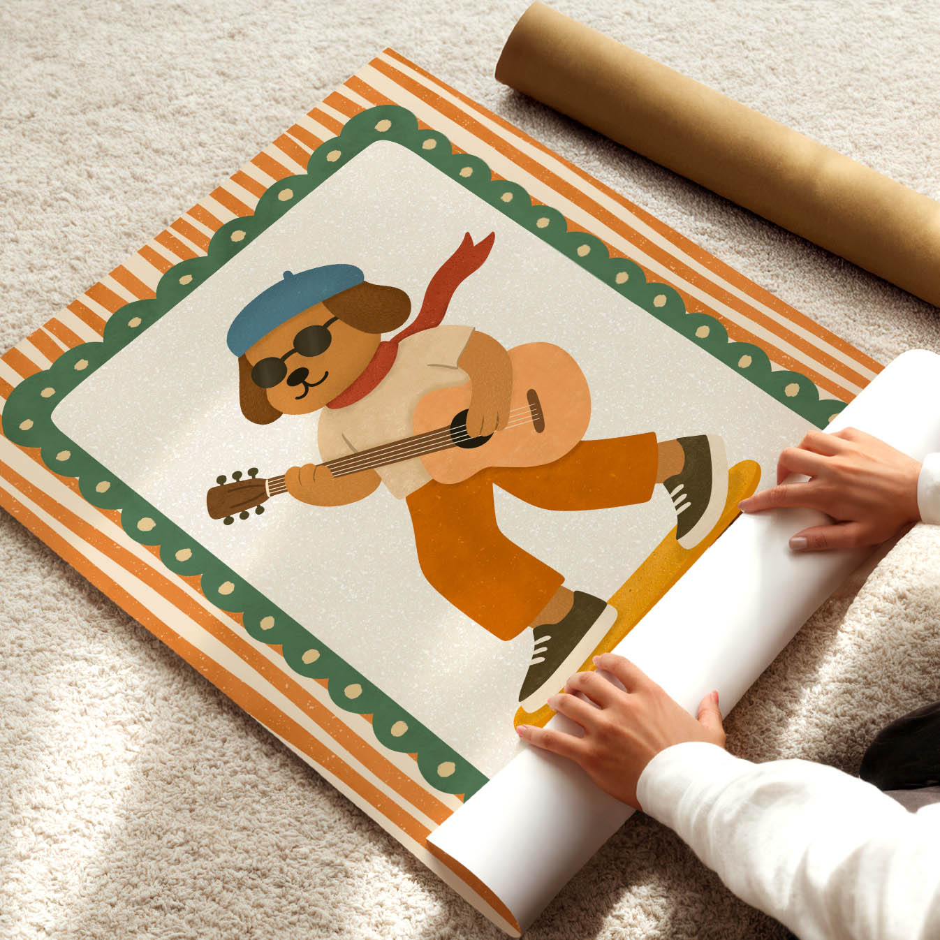 Skate Guitar Dog Poster