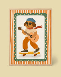 Póster Perro Guitarrista en Skate
