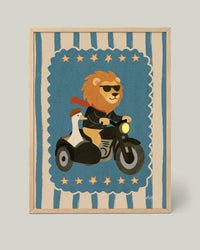 Poster Lion en Side-car
