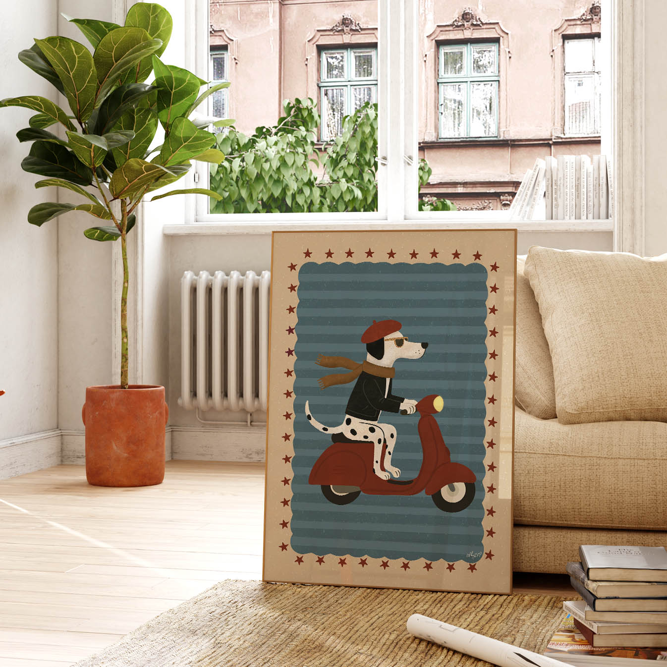 Vintage Dog Scooter Poster