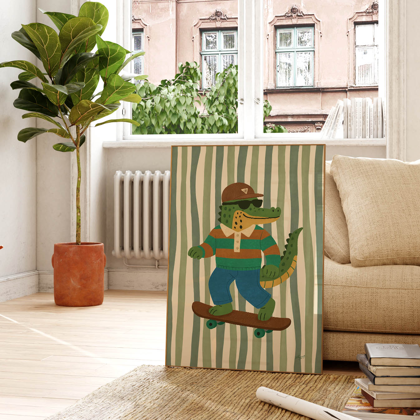 Cool Crocodile Skateboard Poster