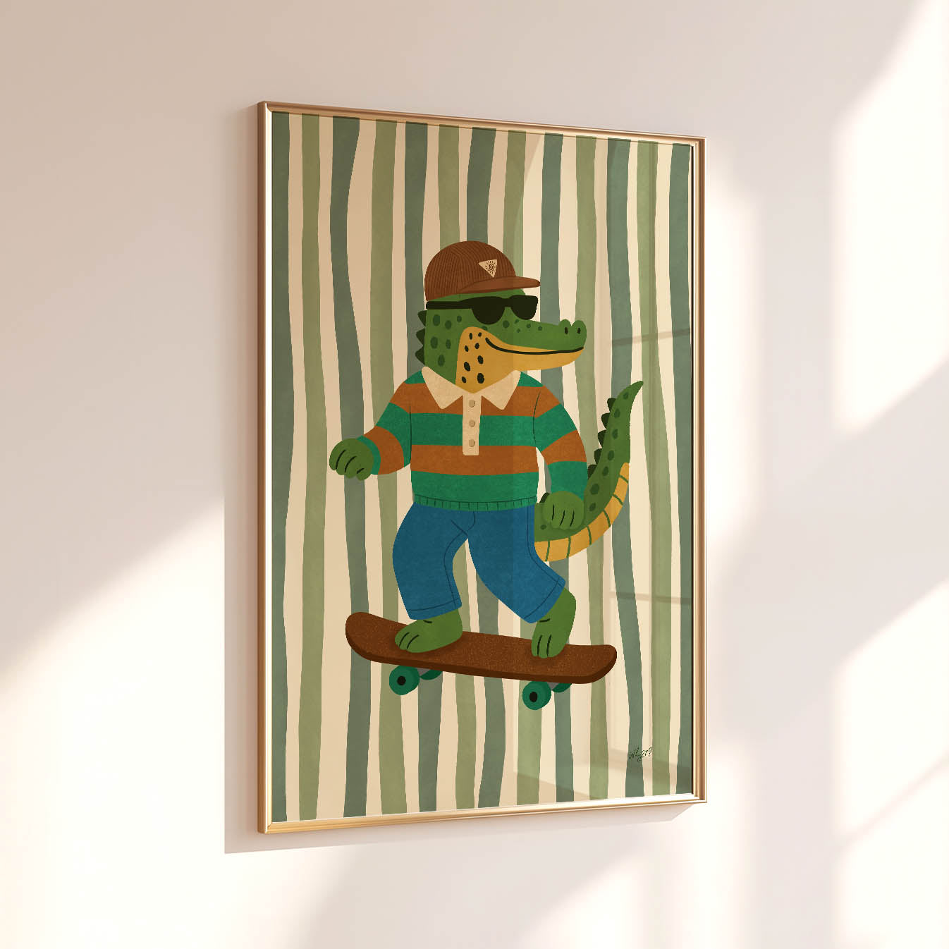 Cool Crocodile Skateboard Poster