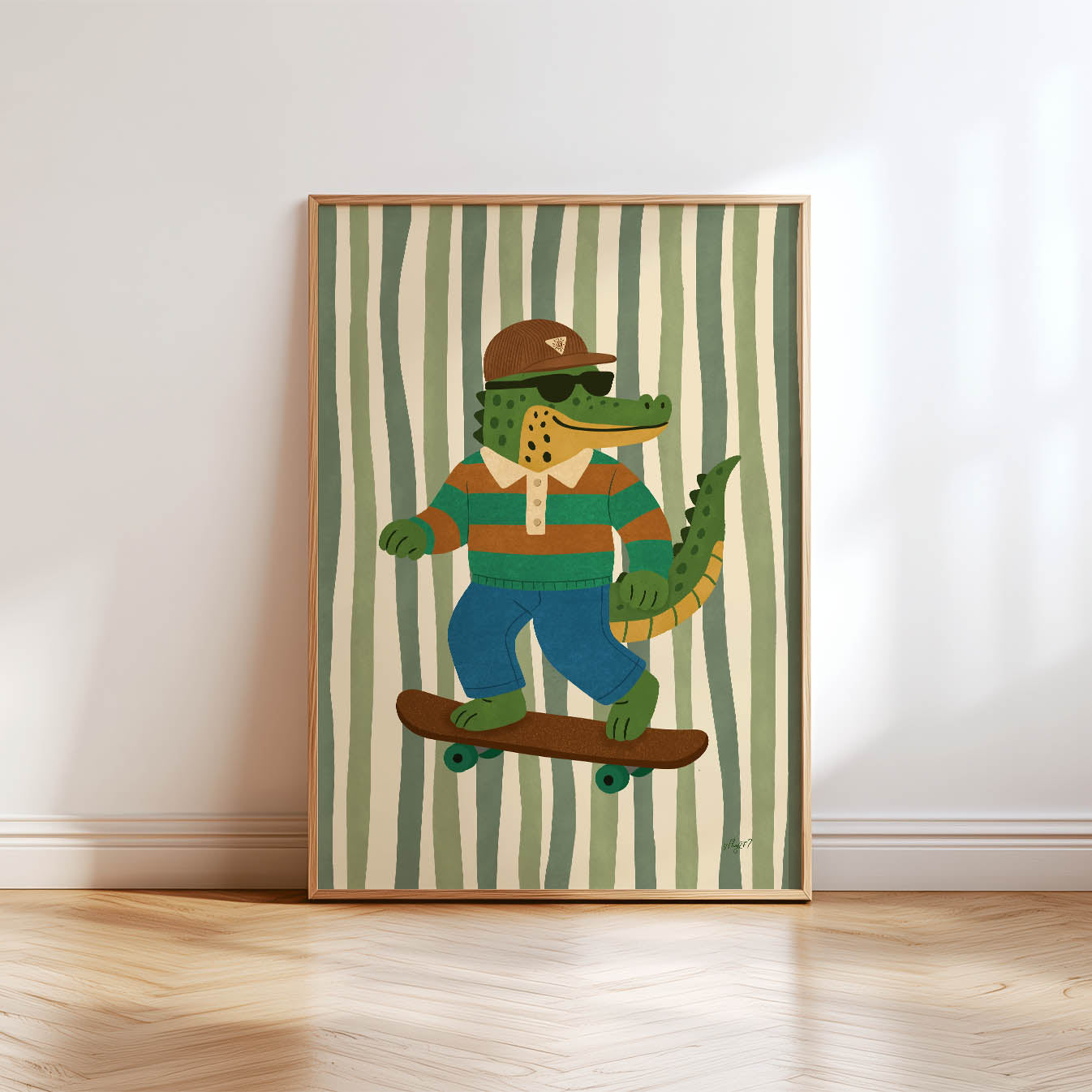 Cool Crocodile Skateboard Poster