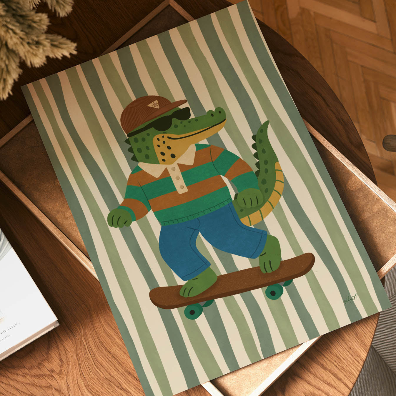 Cool Crocodile Skateboard Poster