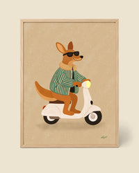 Affiche Kangourou en Trottinette