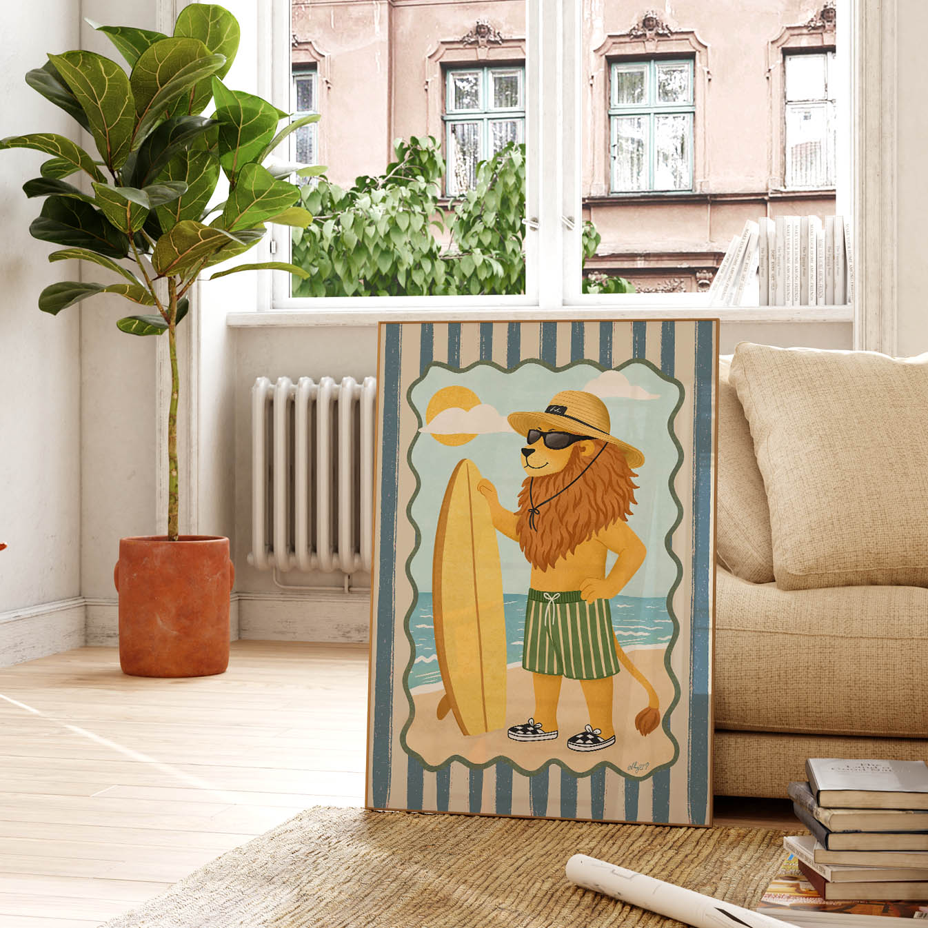 Lion Surf Poster
