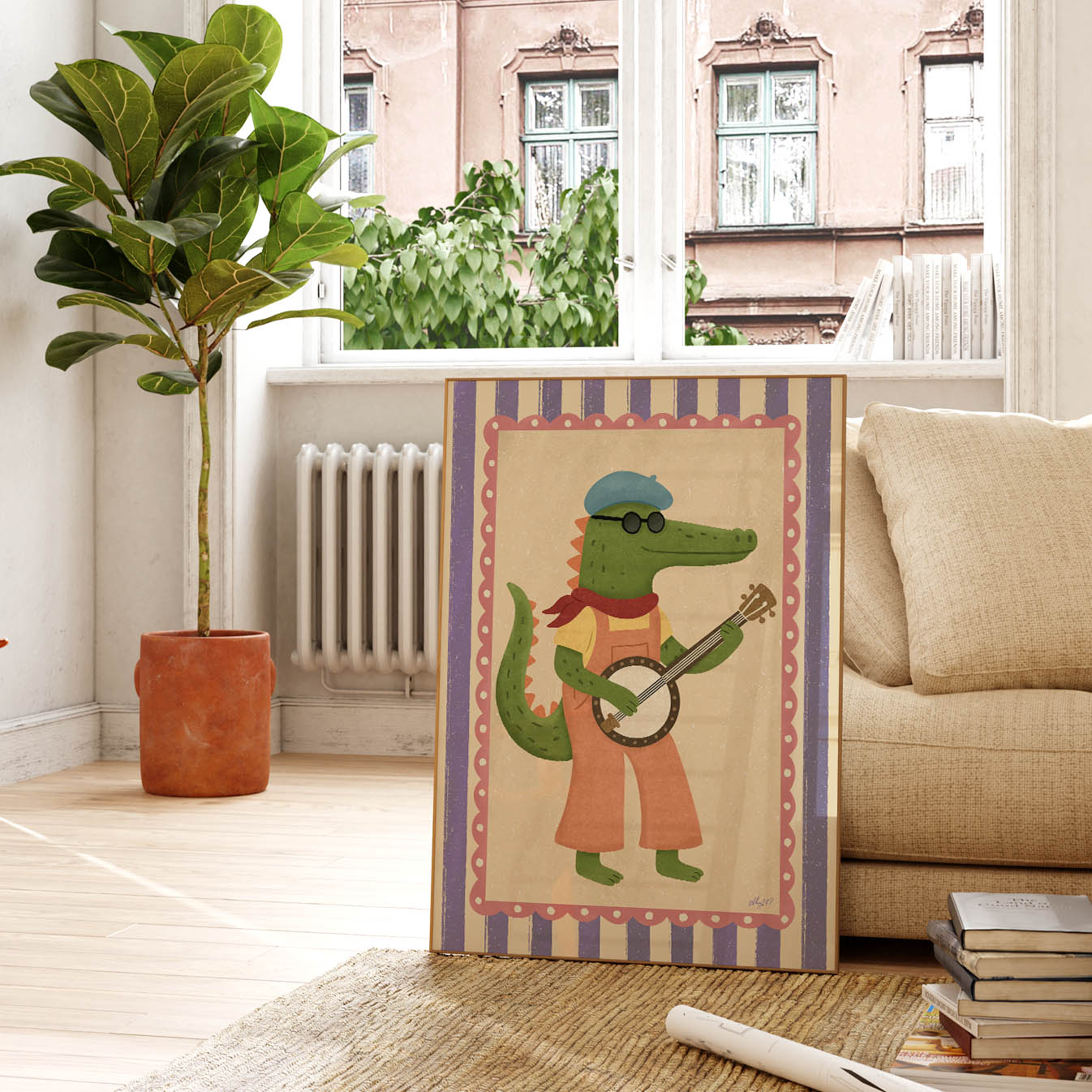 Vintage Crocodile Banjo Poster