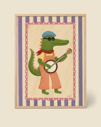 Póster Vintage Cocodrilo con Banjo