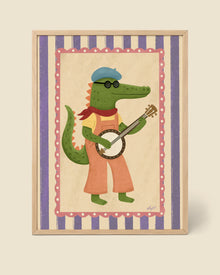 Vintage-Poster Krokodil mit Banjo