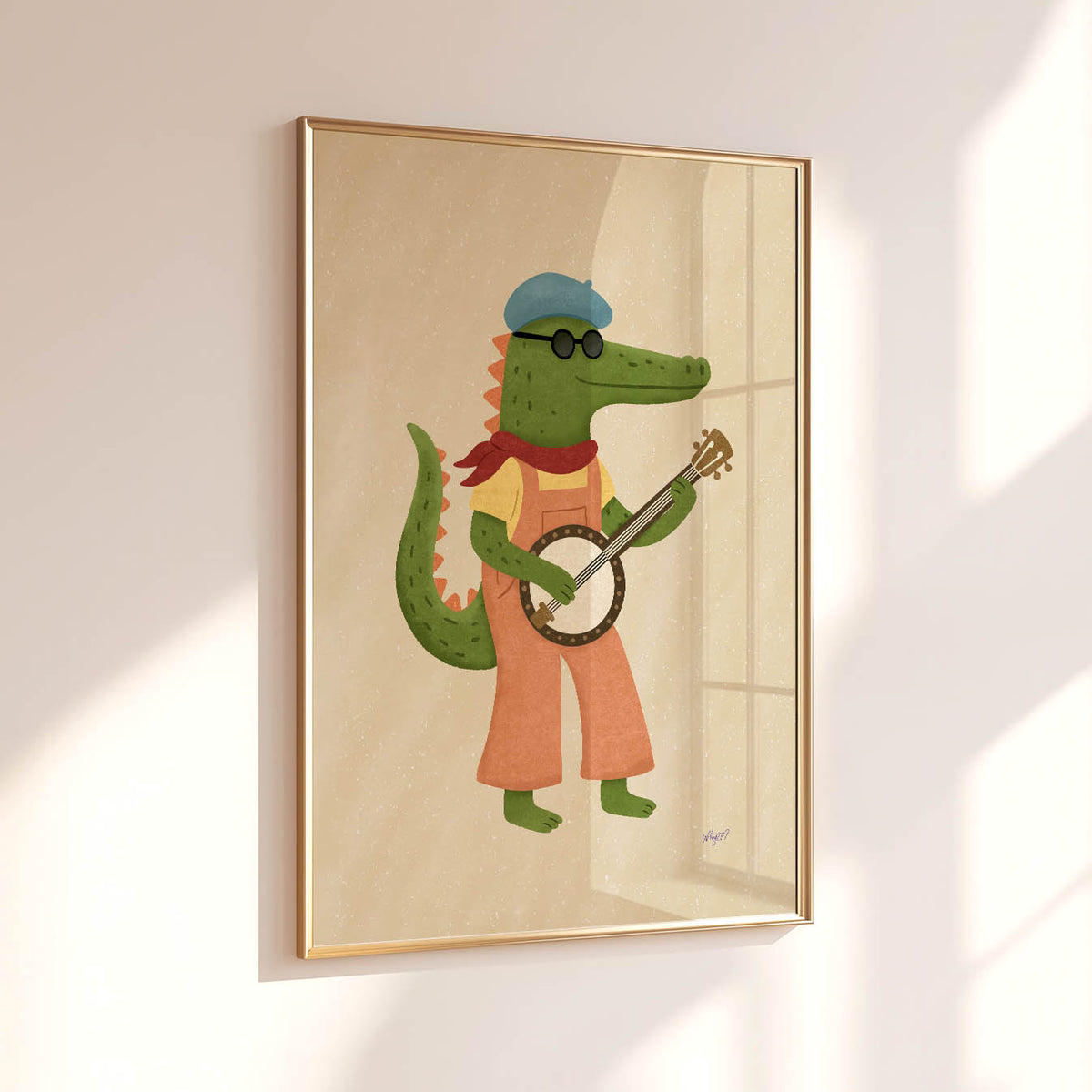 Cooles Krokodil-Banjo-Poster