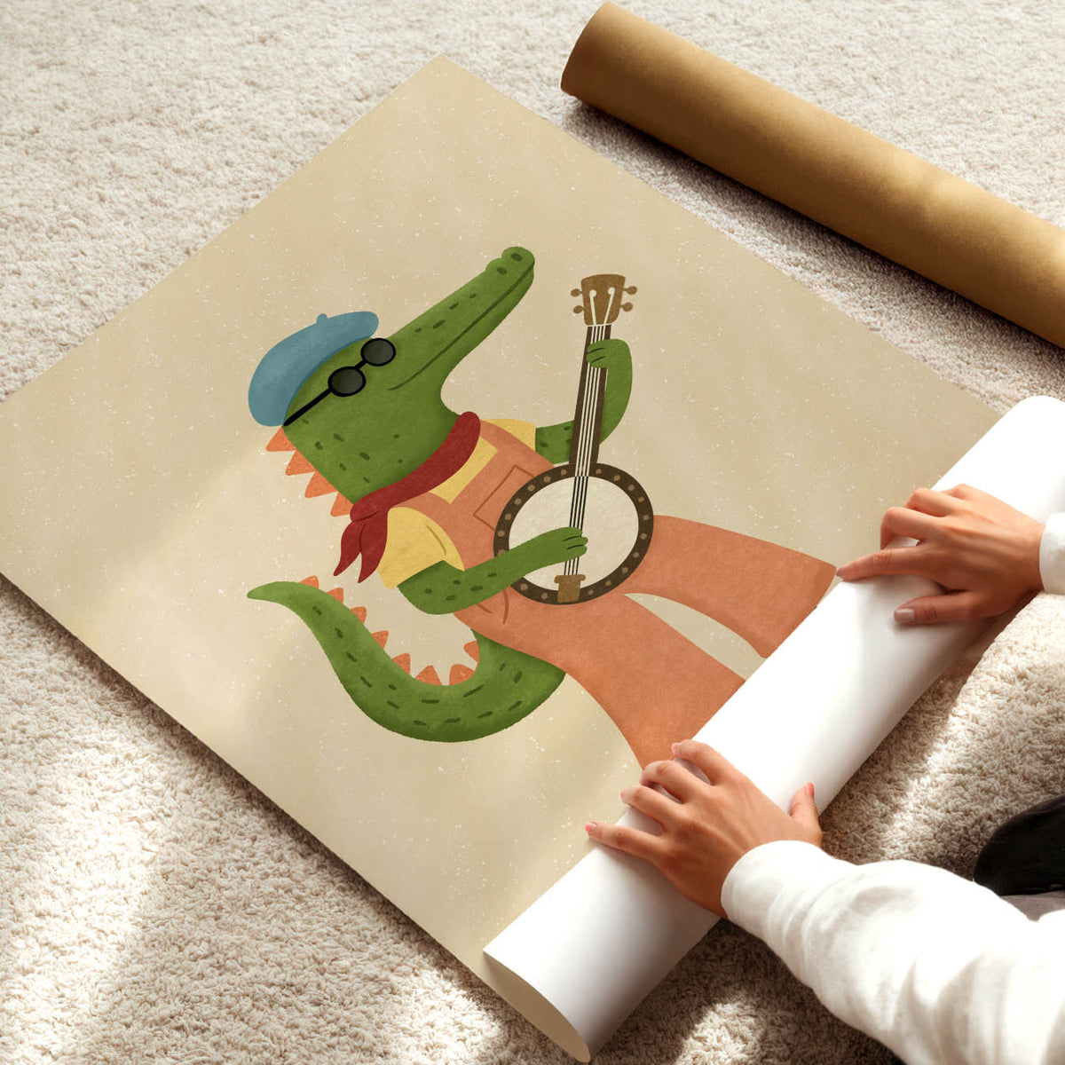 Cooles Krokodil-Banjo-Poster