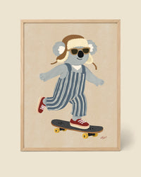 Póster Koala Skater a Rayas