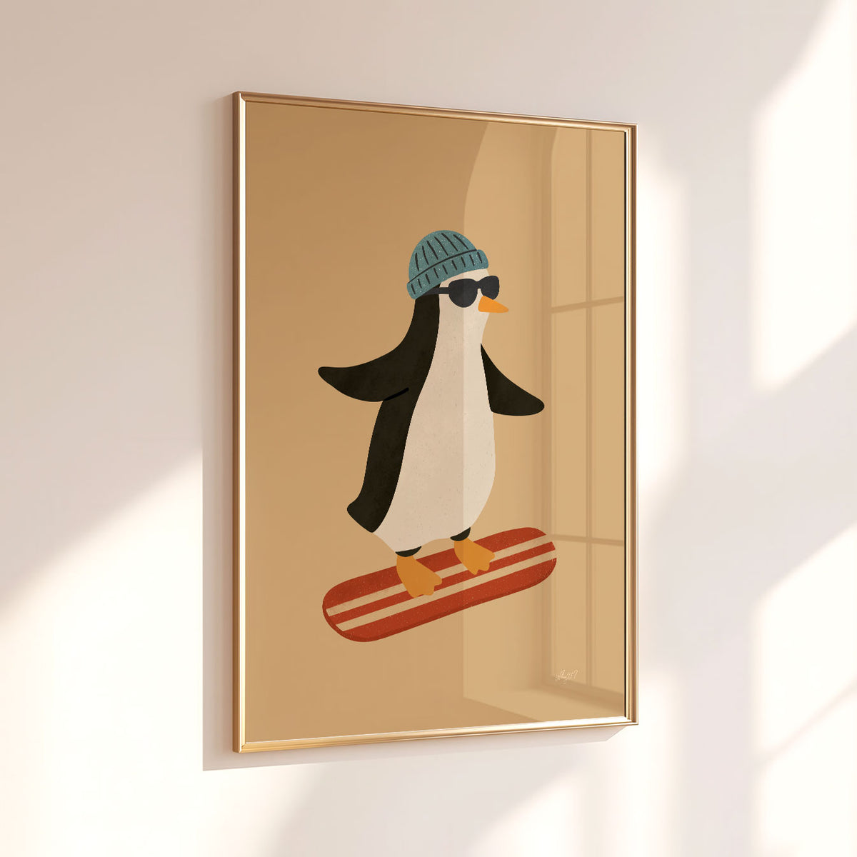 Snowboard Penguin Poster