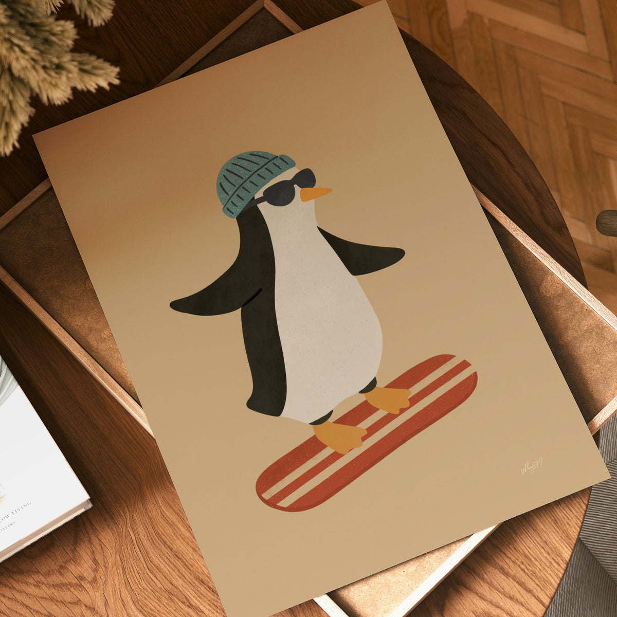 Snowboard Penguin Poster