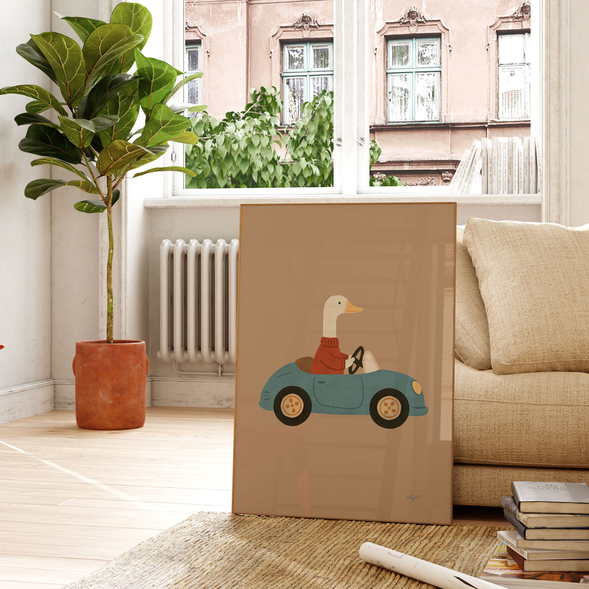 Duck In A Car Poster