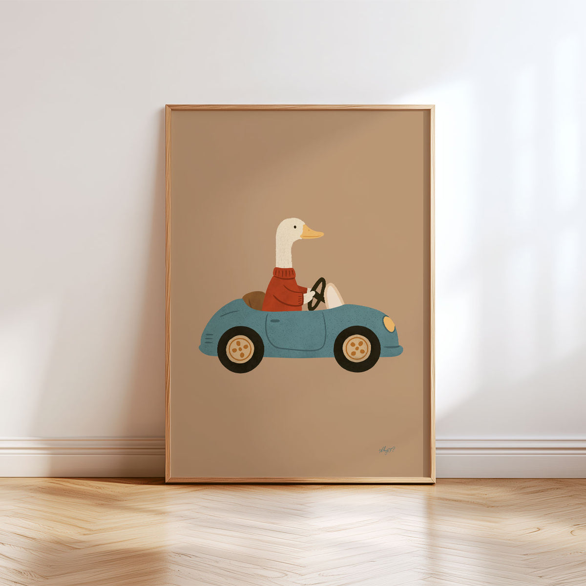 Duck In A Car Poster