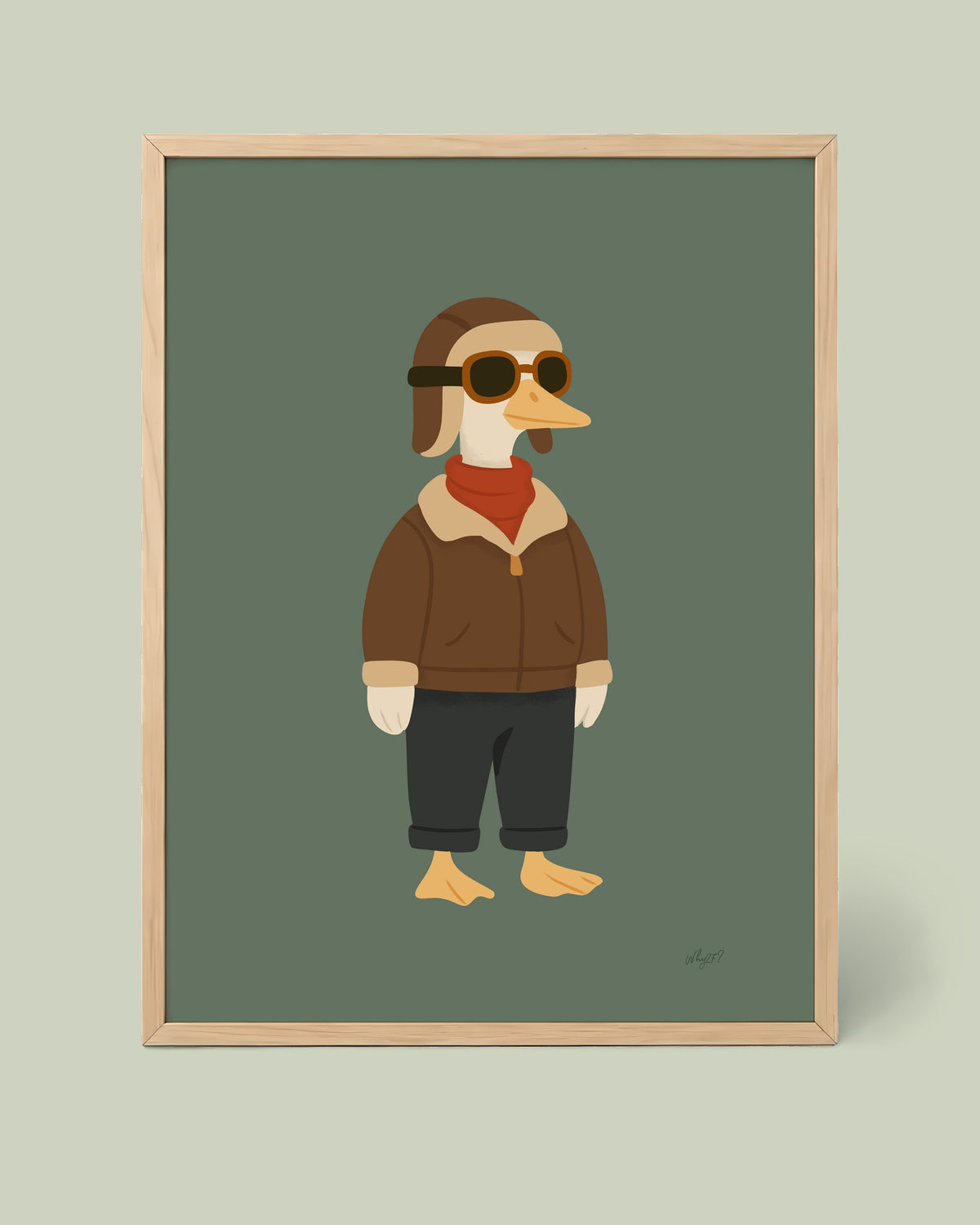 Captain Goose Poster framed in a natural wood frame