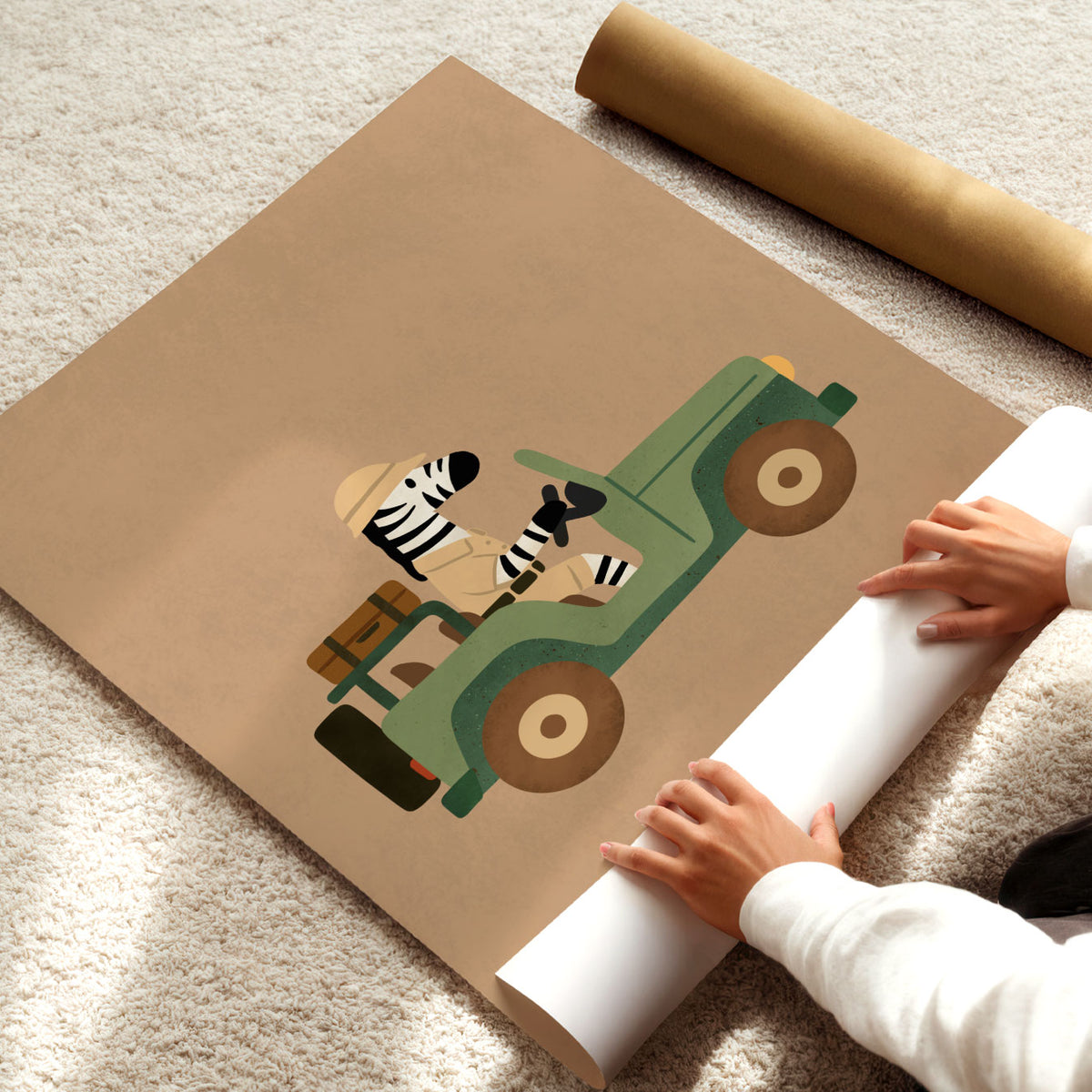 Zebra Jeep Poster