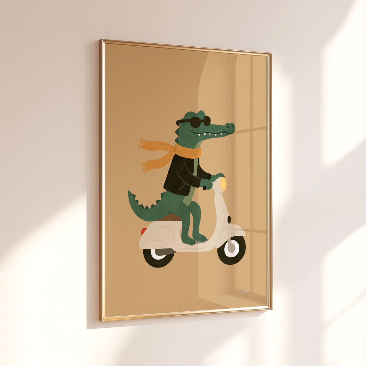 Crocodile On A Vespa Poster