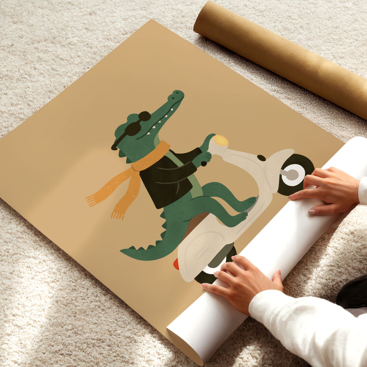 Crocodile On A Vespa Poster