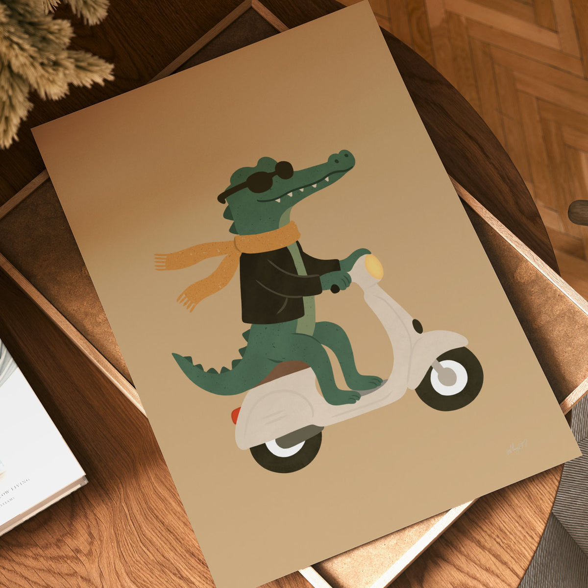 Crocodile On A Vespa Poster