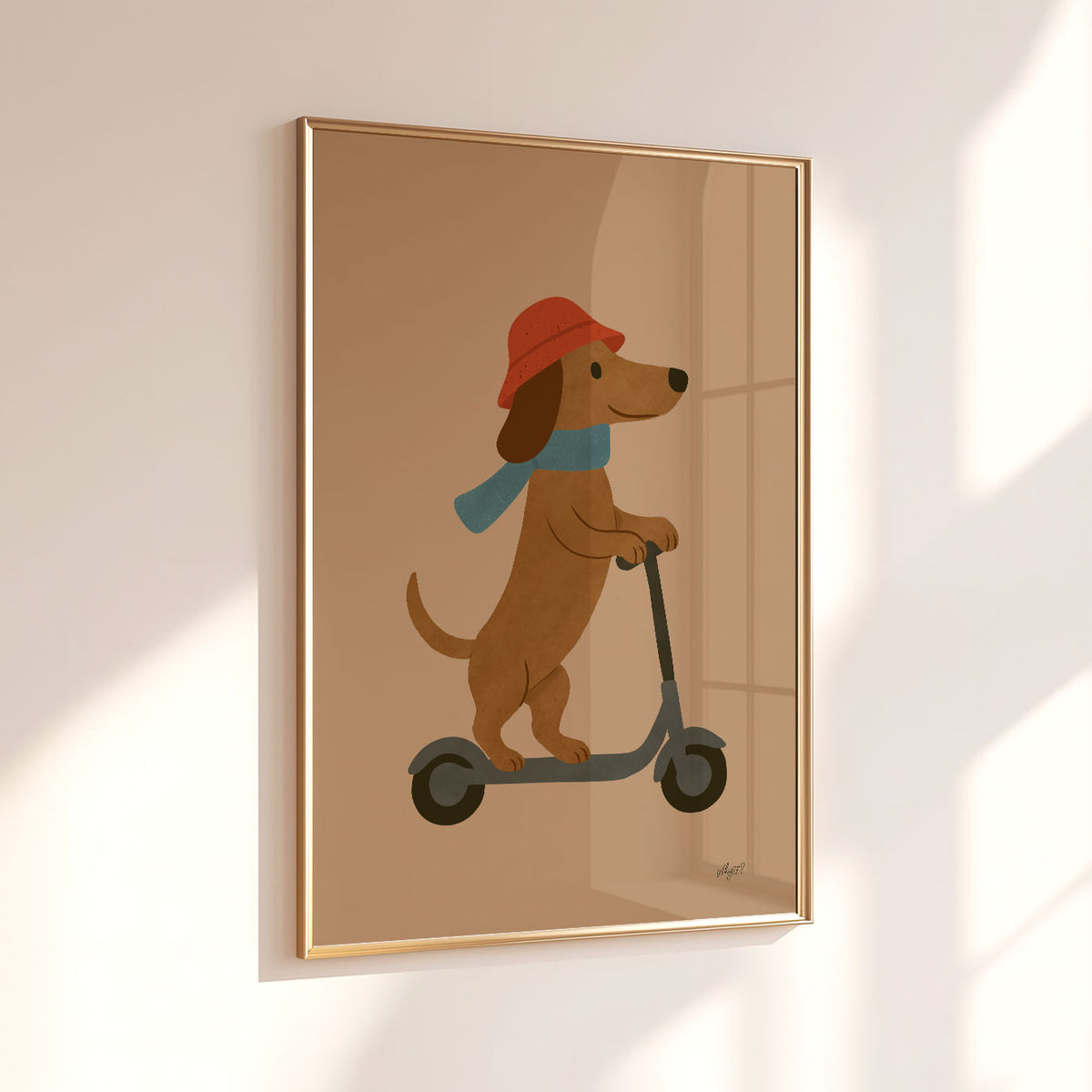 Scooter Dog Sand Poster