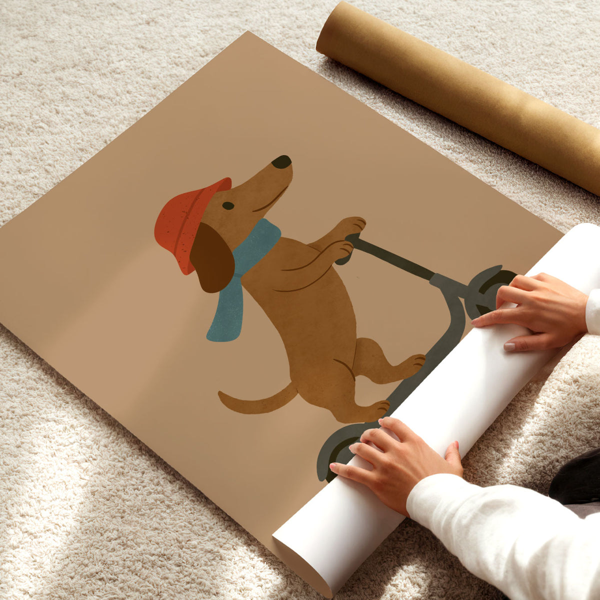 Scooter Dog Sand Poster