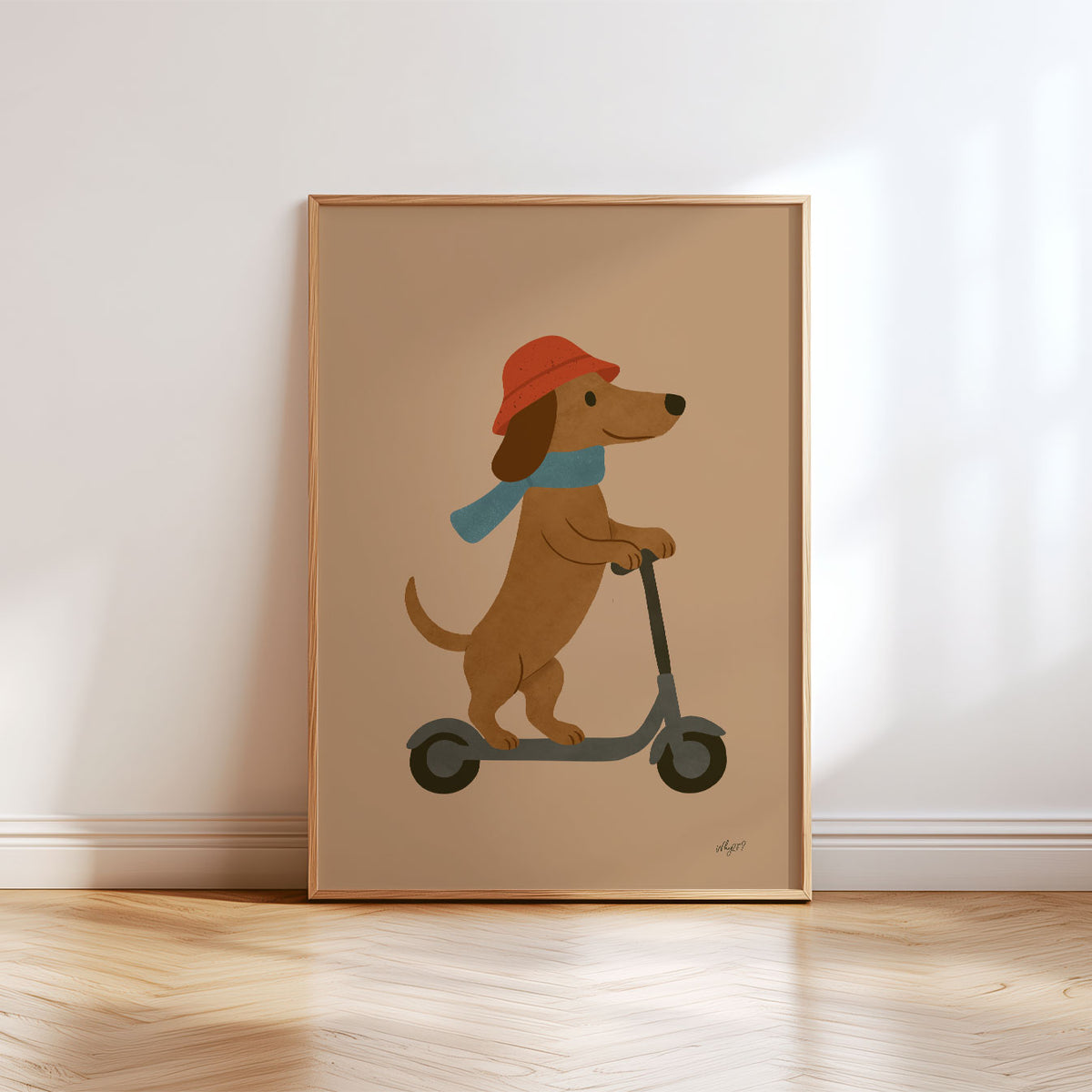 Scooter Dog Sand Poster