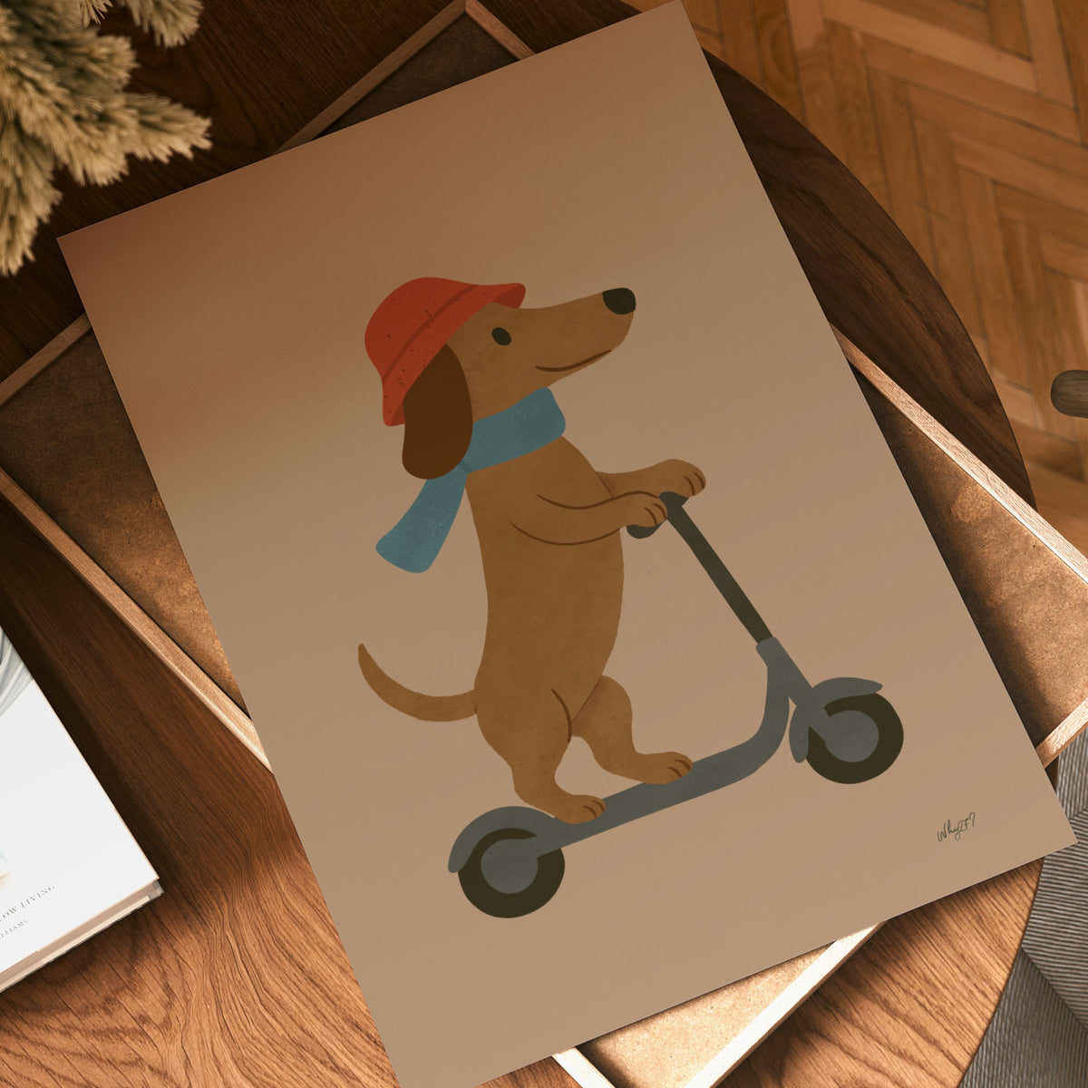 Scooter Dog Sand Poster