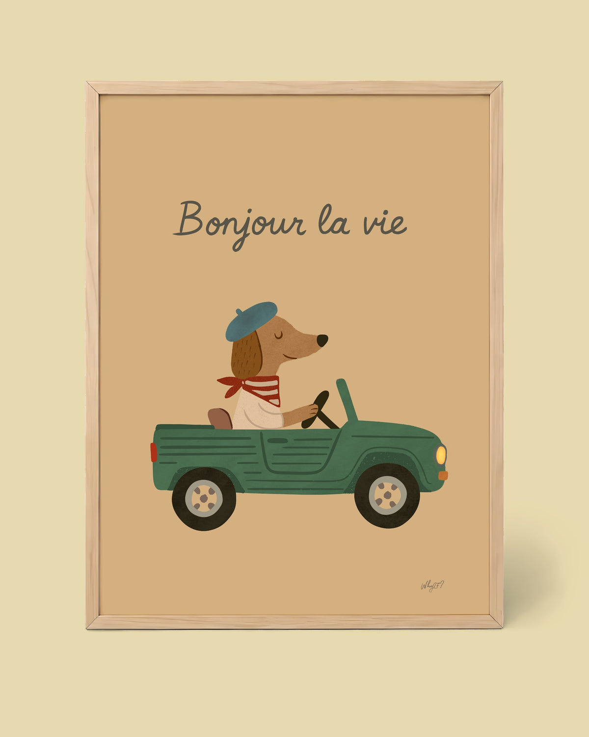 Little Road Trip Poster framed in a natural wood frame