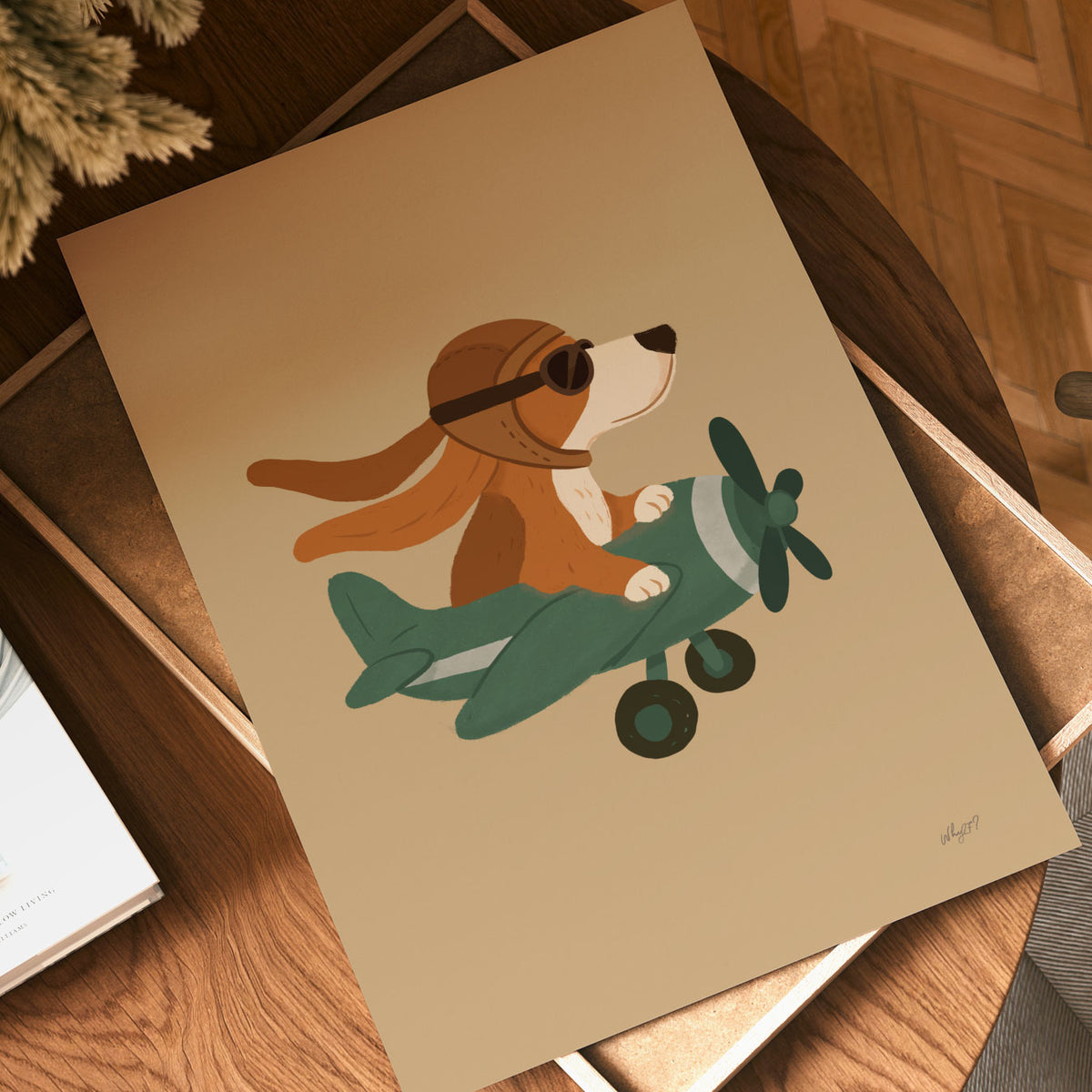 Dog Plane Green Poster