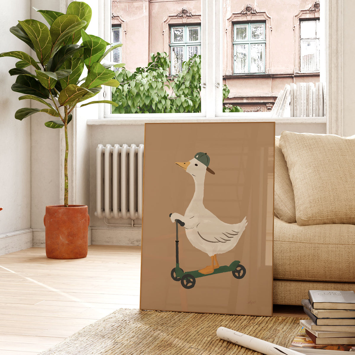 Scooter Duck Sand Poster