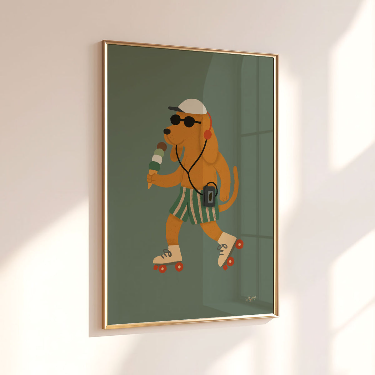 Skater Dog Green Poster