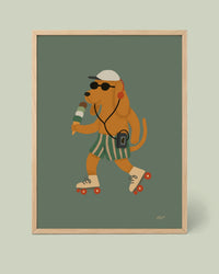 Affiche Chien à Roulettes Vert