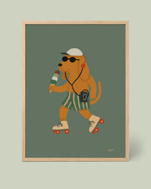 Affiche Chien à Roulettes Vert