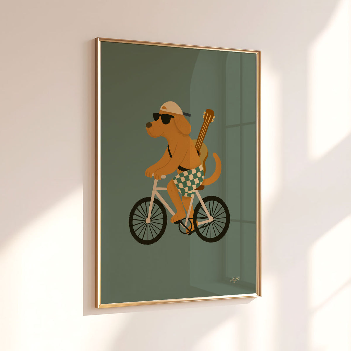 Bike Dog Green Poster