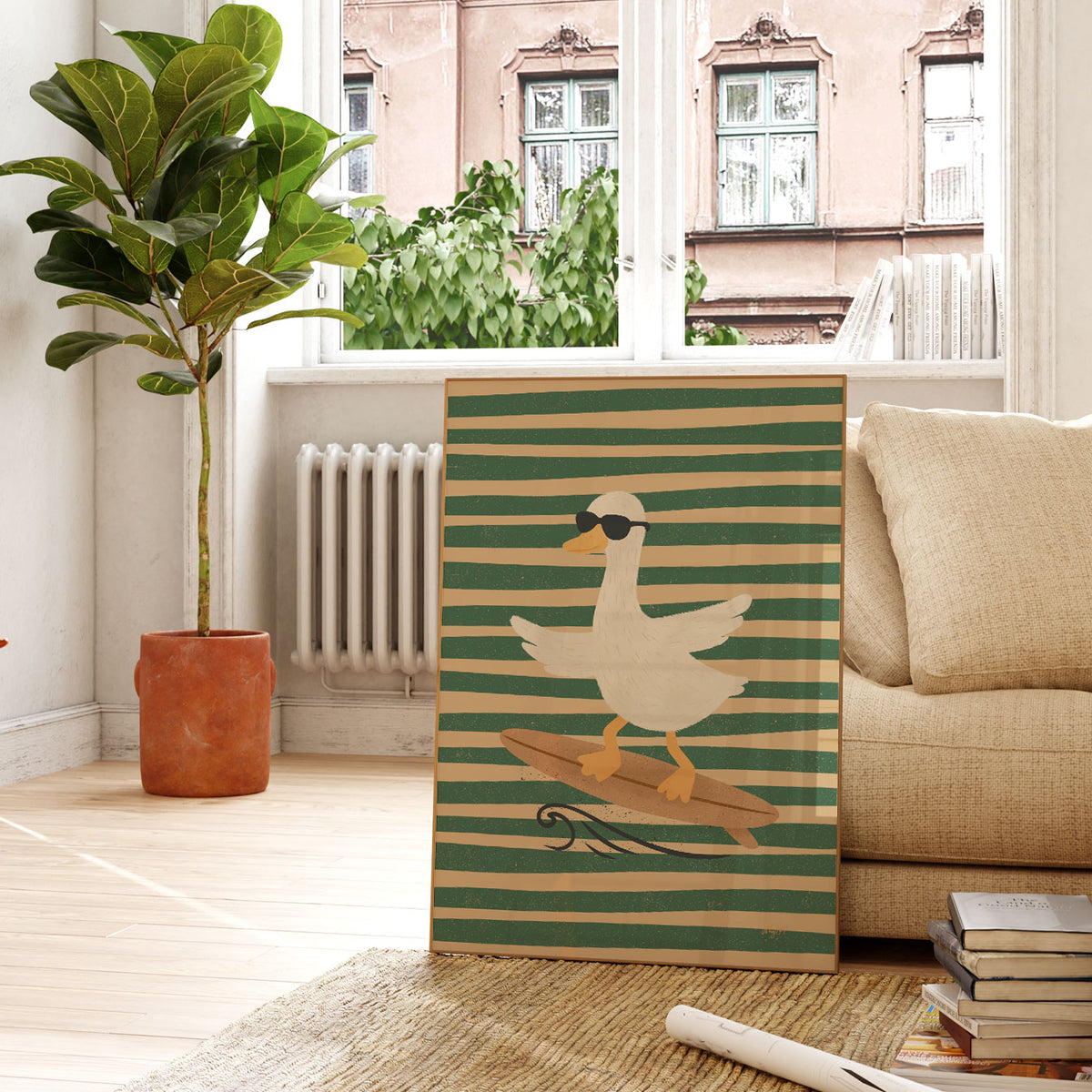 Surfing Duck Poster