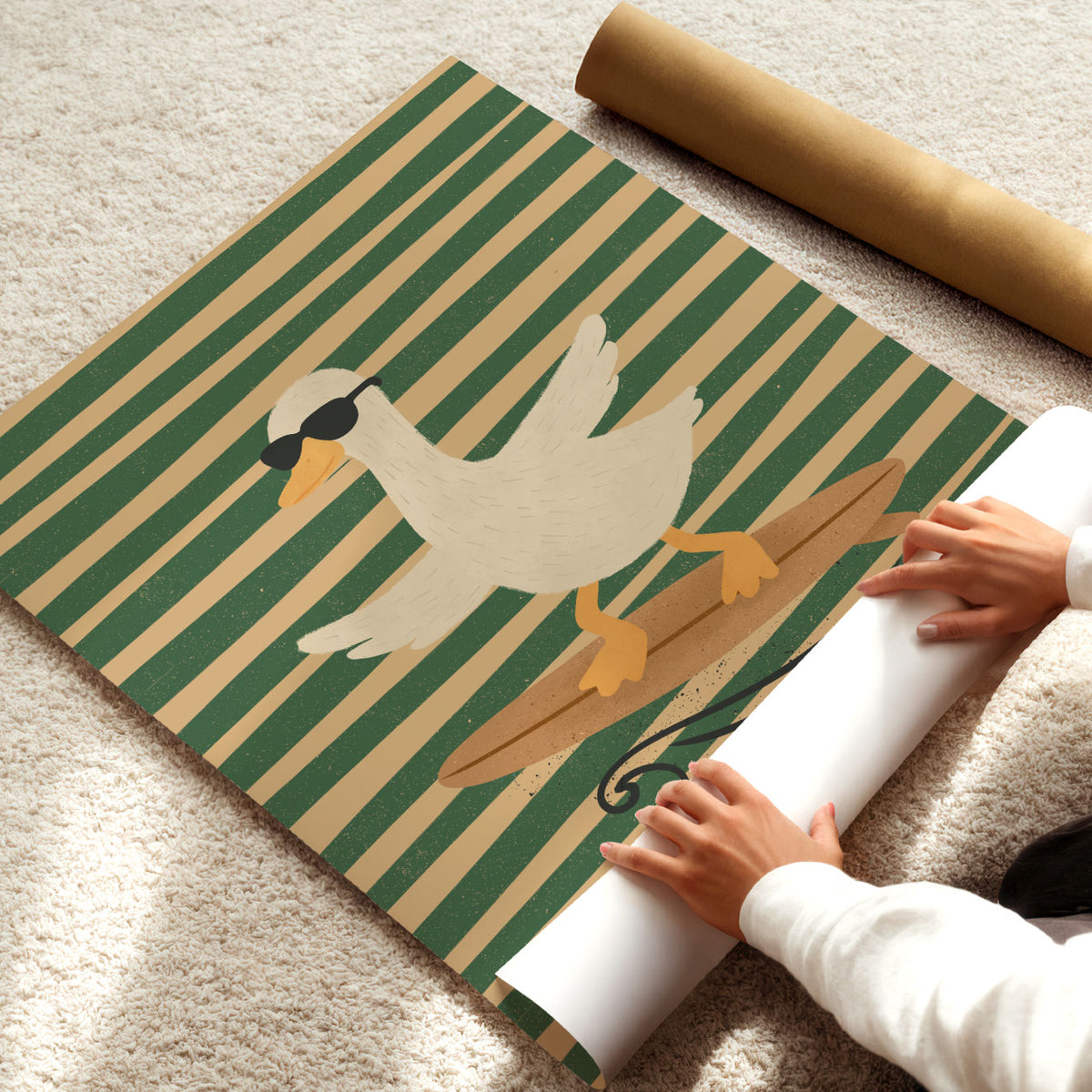 Surfing Duck Poster