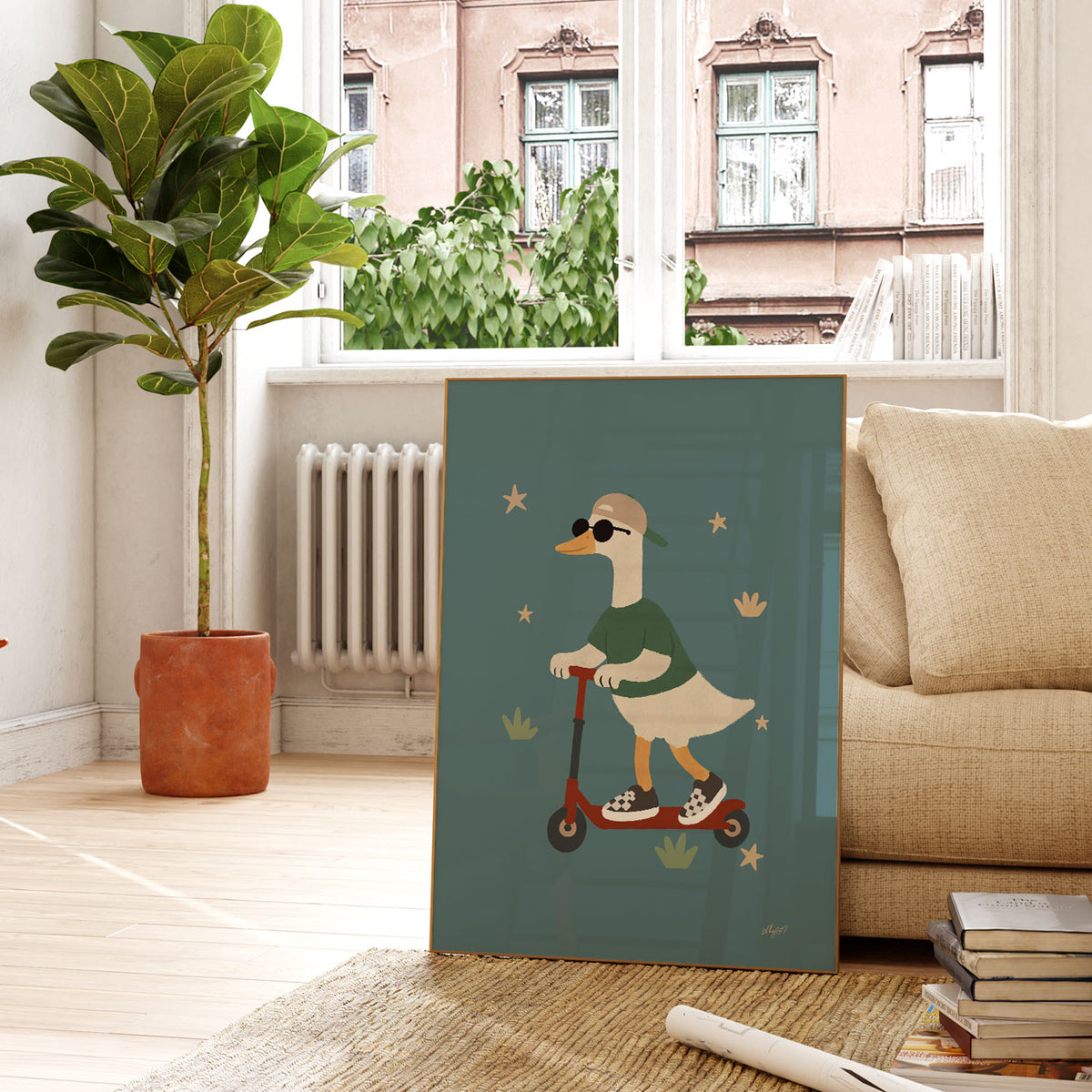 Scooter Goose Green Poster