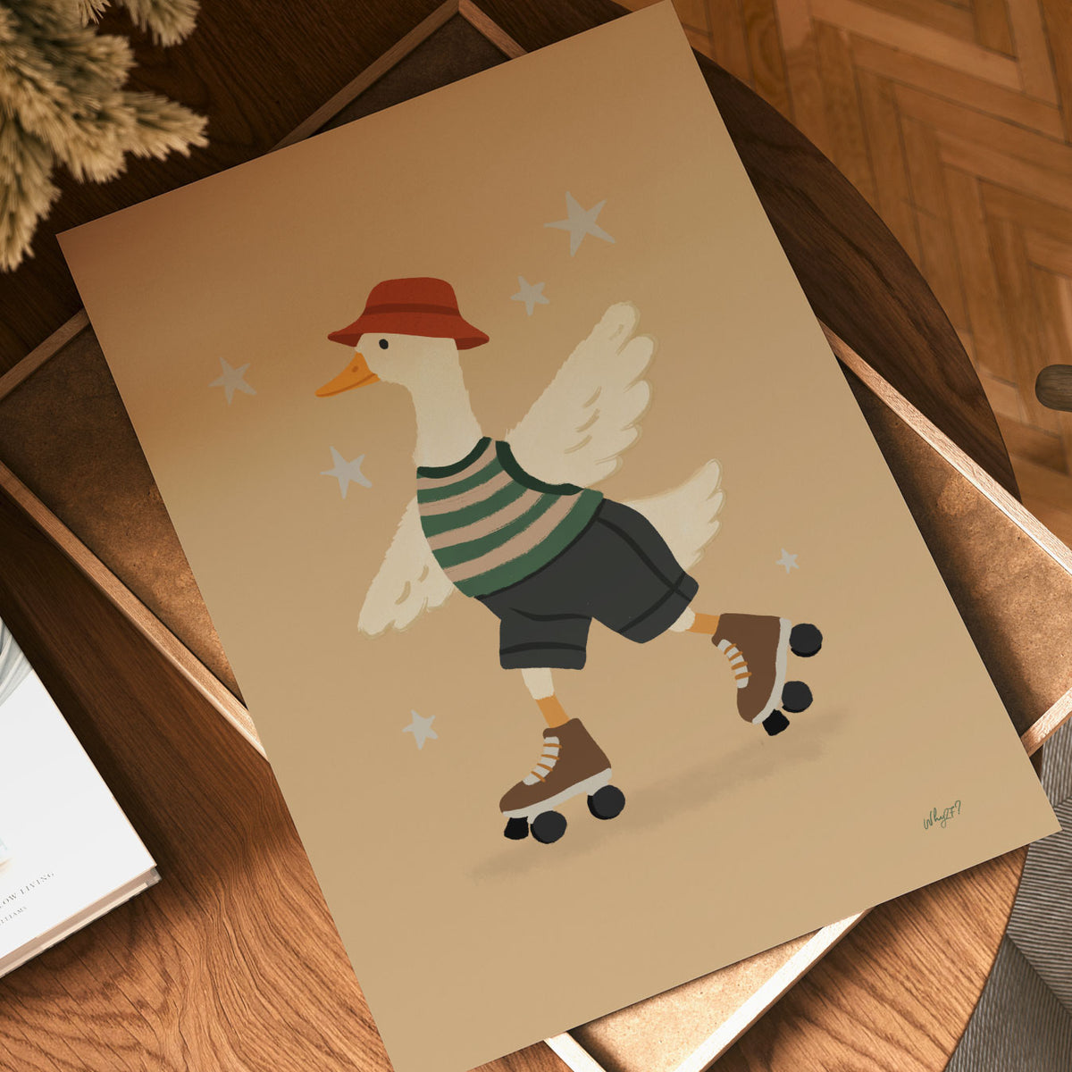 Roller Skating Goose Sand Poster