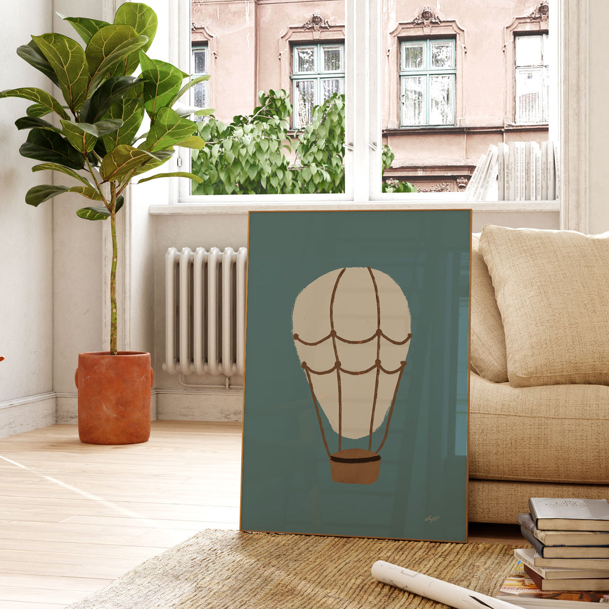 Striped Hot Air Balloon Poster