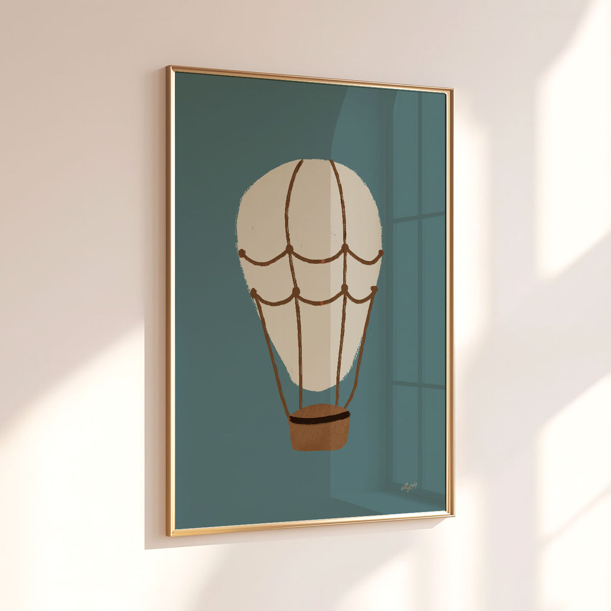 Striped Hot Air Balloon Poster