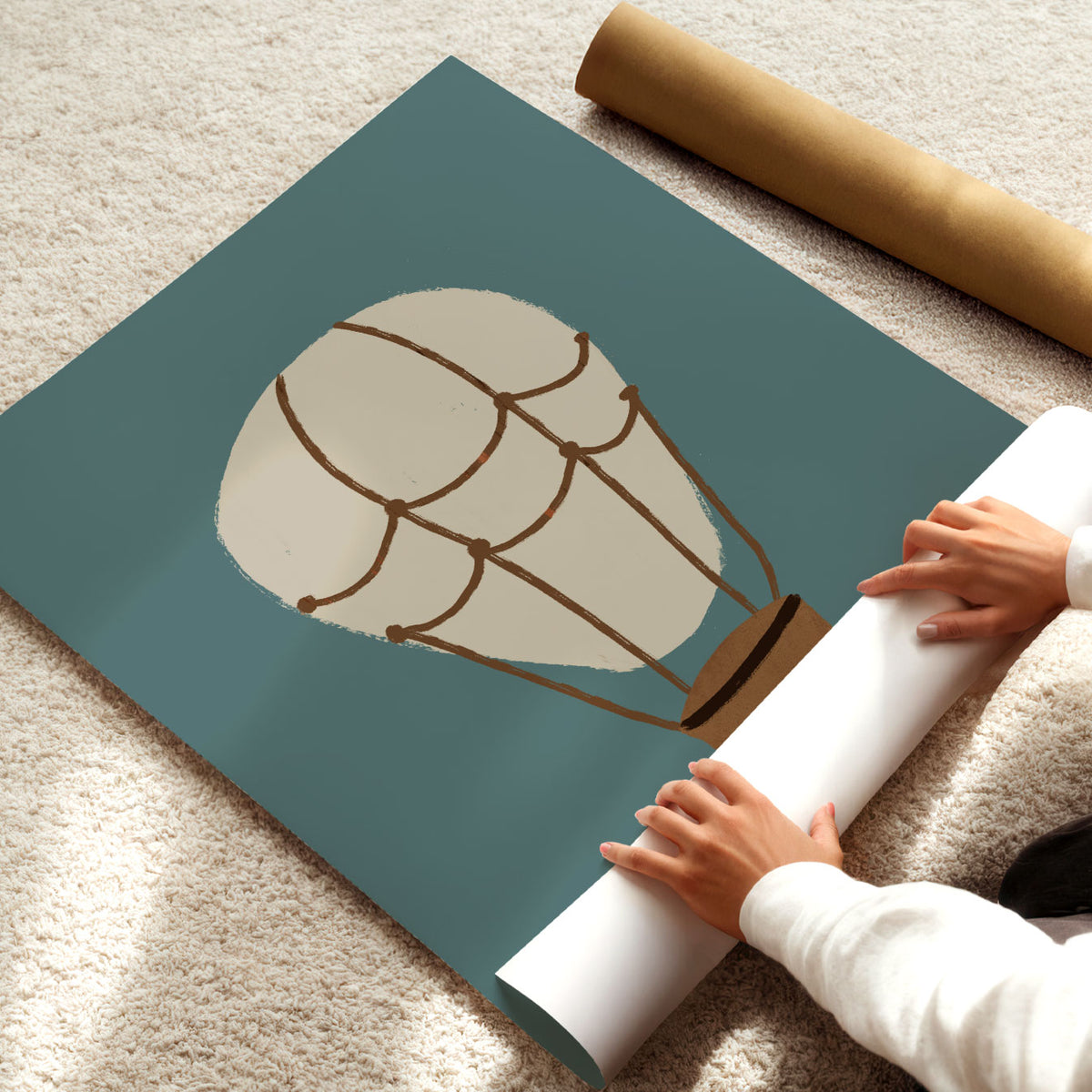 Striped Hot Air Balloon Poster