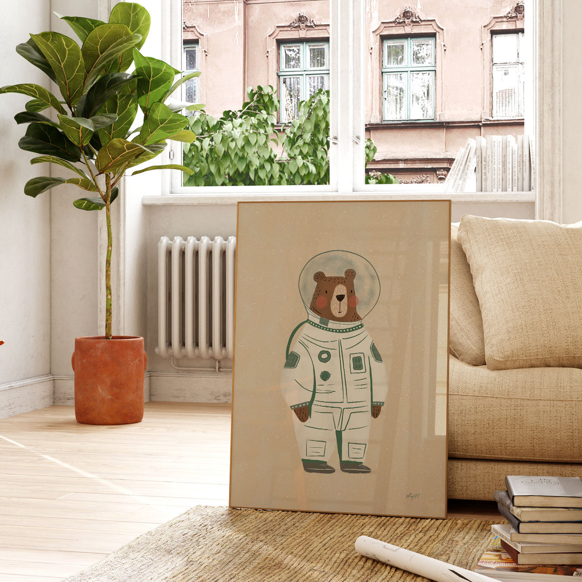 Astronaut Bear Sand Poster