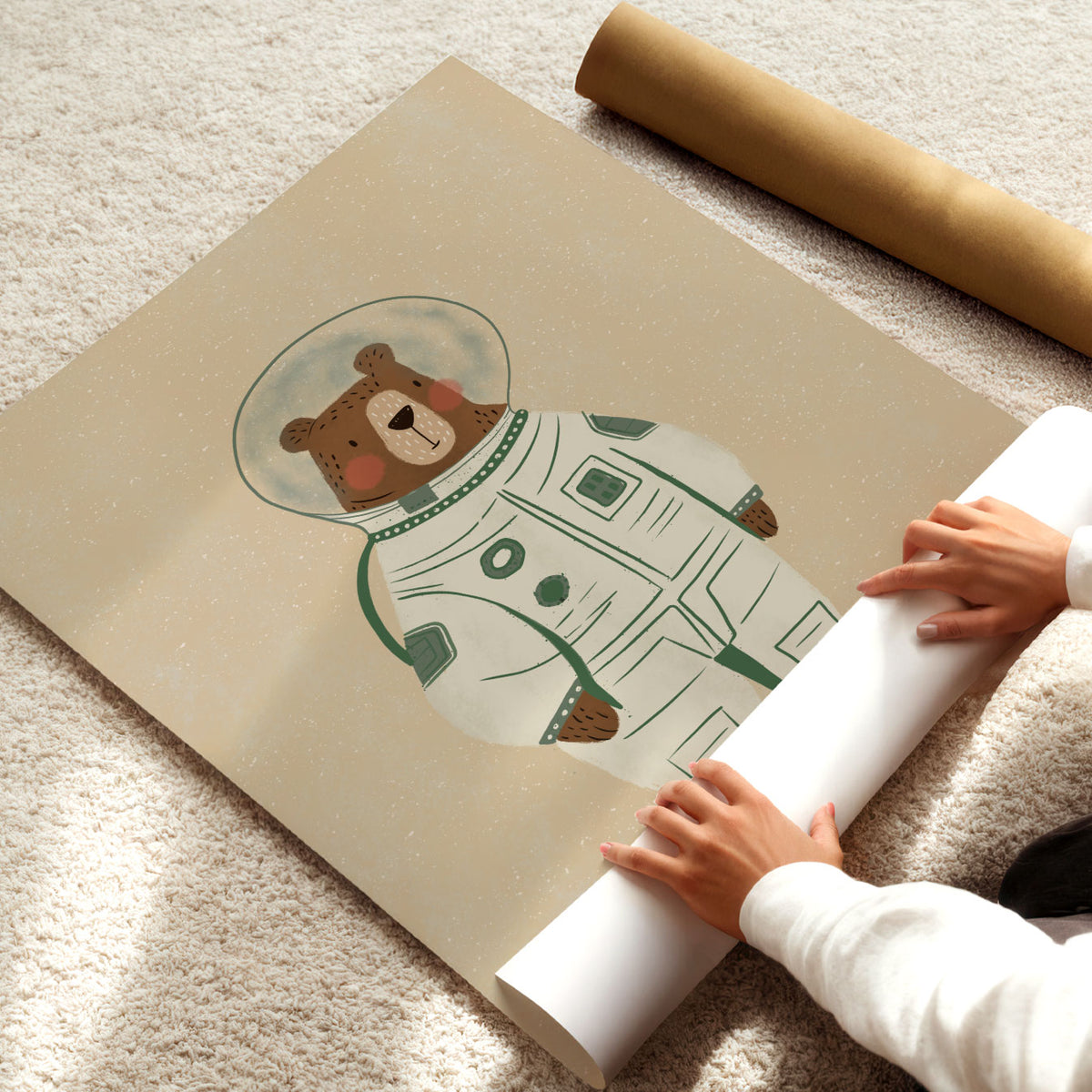 Astronaut Bear Sand Poster