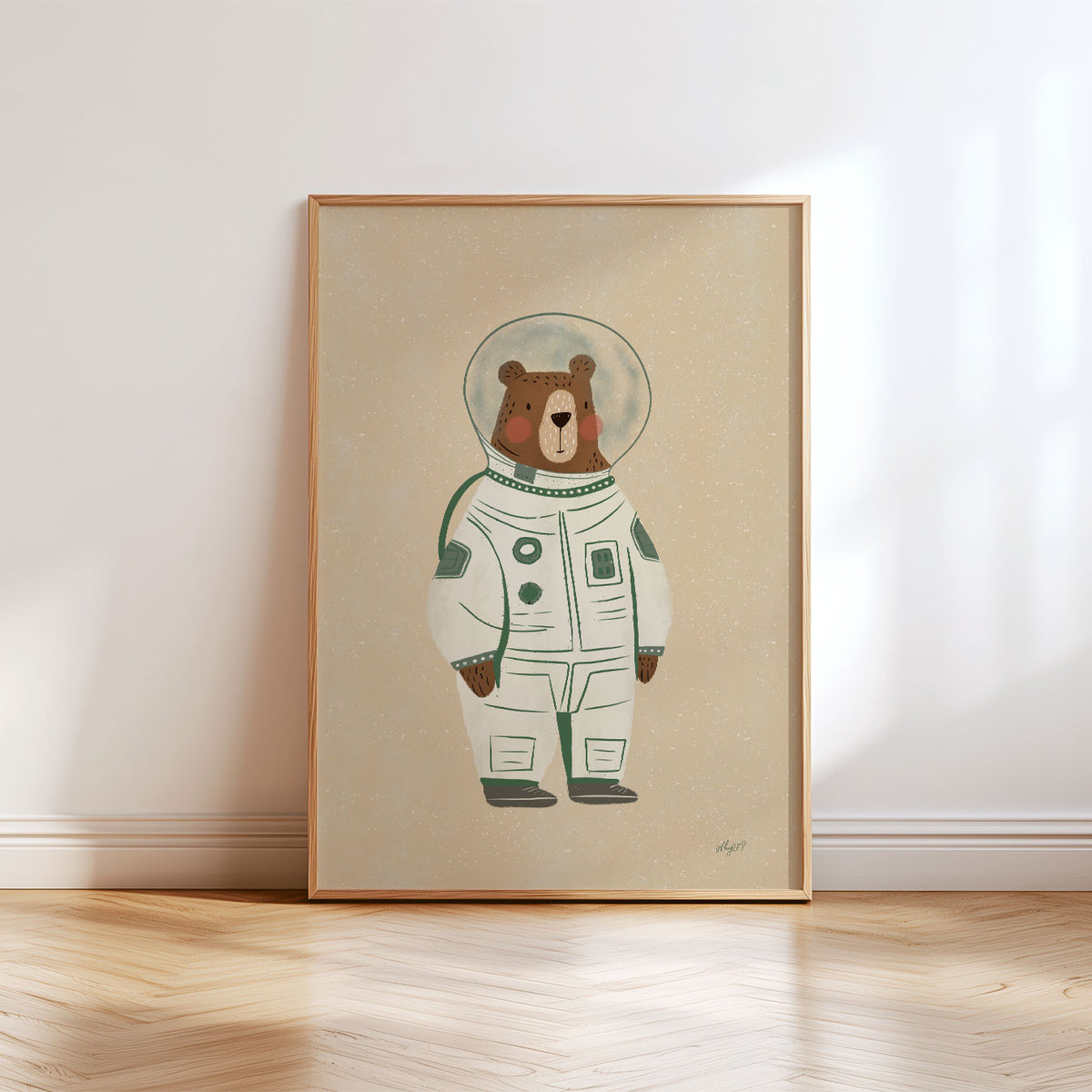 Astronaut Bear Sand Poster